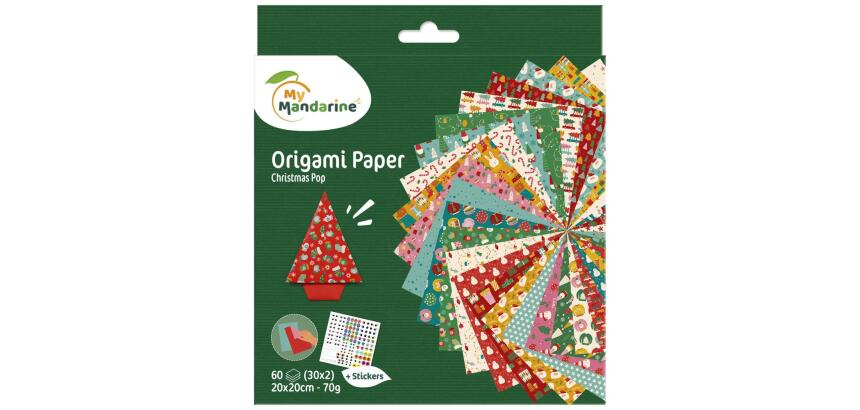 Origami Paper Christmas, 20 x 20 cm, 60F, 70g - Multicolore