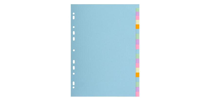 Intercalaires carte pastel 170g Forever 20 positions A4+ - Couleurs assorties pastel