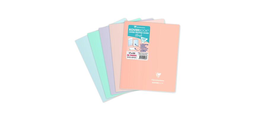 Cahier piqué Koverbook Blush 17x22 cm 48 pages grands carreaux couverture polypropylène opaque bicolore - Assortis