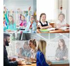 Exacompta - réf. 81158D - ExaScreen Ecran de protection ou cloisonnette contre les postillons pour bureau open-space - call center - restaurants H58cmxL118cm - à fixer kit de fixation fourni - Cristal