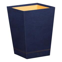 Rhodiarama corbeille à papier simili cuir italien 27x27x32 cm - Bleu nuit