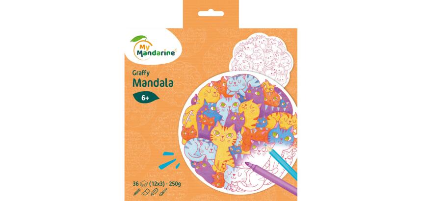 Graffy Mandala, Pêle Mêle Chats - Orange