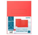Paquet de 50 chemises pré-imprimés 2 rabats "SUPER 250" en carte 210 grammes coloris rouge