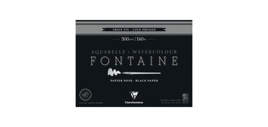 Fontaine Noir bloc collé 4 côtés 15F 30x40cm 300g grain fin