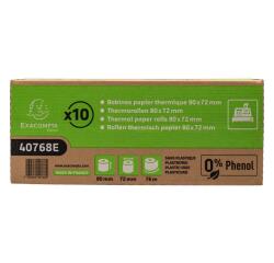 Papel térmico Exacompta sin PLÁSTICO SBPA FSC 80 x Ø 72 mm x 76m 48g 40768E 1 capa con impresión en reverso FSC