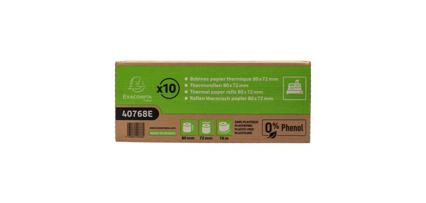 Bobines caisses Exacompta 40768E - l 80 mm x L 76 m, Ø 72 mm - 1 pli(s) - paquet de 30