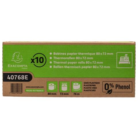 Papel térmico Exacompta sin Plásatico SBPA 80 x Ø 72 mm x 76 m 48 g 40768E 1 capa