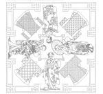 Carré 100% soie - 90x90cm Geishas - Blanc