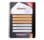 Addressbook Rhodiactive 90g reliure intégrale A5 160 pages pré-imprimé non micropreforé + poche - Noir