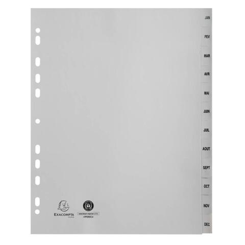 Separadores Separadores con pestañas impresas polipropileno 12/100º - Gris - Gris