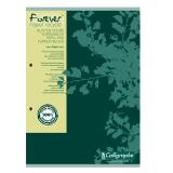 Bloc de cours encollé grand côté FOREVER A4 200 pages perforé 2 trous ligné + marge papier recyclé 70g Vert - Vert