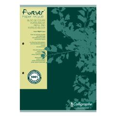 Bloc de cours encollé grand côté FOREVER A4 200 pages perforé 2 trous ligné + marge papier recyclé 70g Vert - Vert