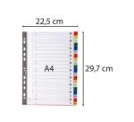 Intercalaires imprimés alphabétiques PP couleurs 12/100 AZ - A4 - Couleurs assorties
