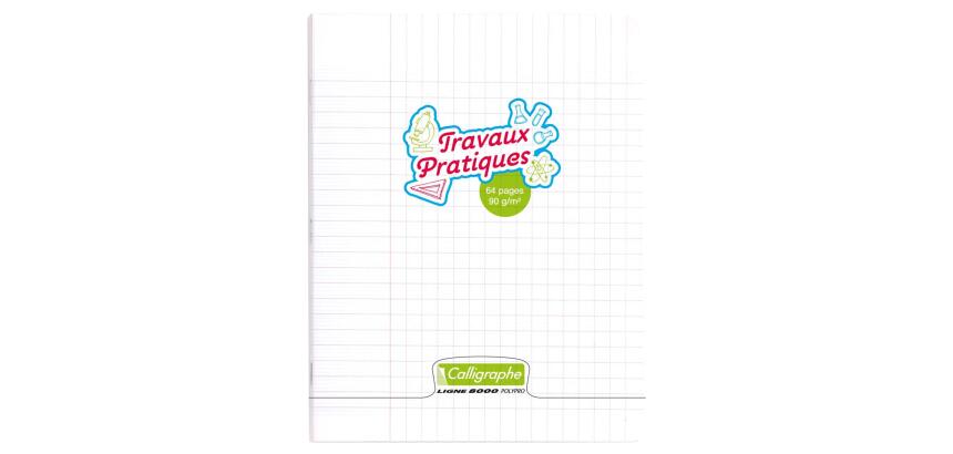 Cahier Travaux Pratiques piqué 8000 POLYPRO 17x22 cm 64 pages grand carreaux + uni 90 g - Incolore