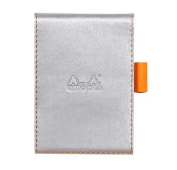 Rhodiarama porte-bloc avec porte-crayon + bloc N°11 petits carreaux 5x5 - Argent