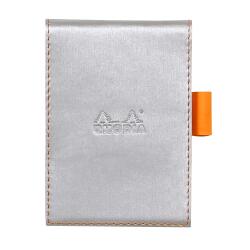 Rhodiarama porte-bloc avec porte-crayon + bloc N°11 petits carreaux 5x5 - Argent