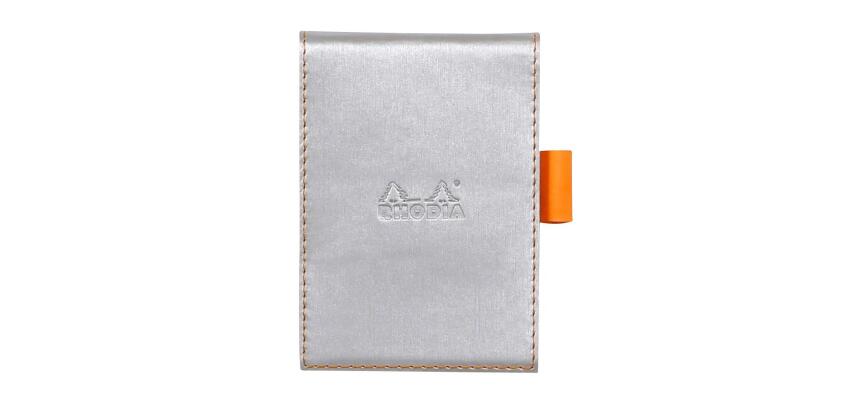 Rhodiarama porte-bloc avec porte-crayon + bloc N°11 petits carreaux 5x5 - Argent