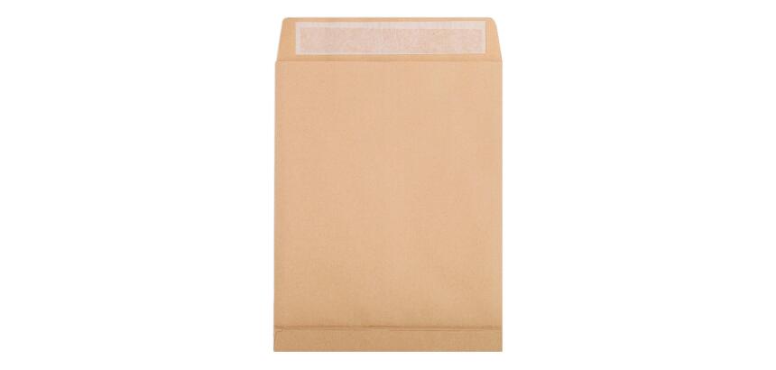 Boite de 250 Pochettes Kraft Brun 24-260x330 mm avec Soufflet de 30 mm - Auto-Adhésives - 120g/m2 - Brun
