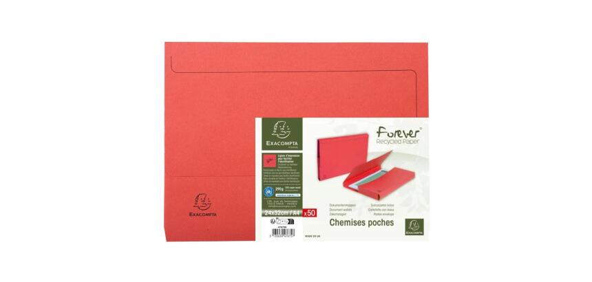 Paquet de 50 chemises poche coloris vifs Forever® - 24,5x32,5cm