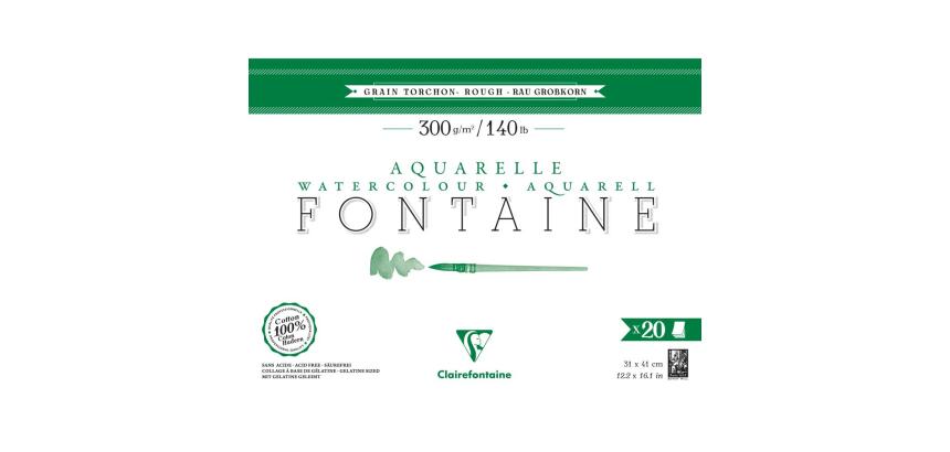 Fontaine bloc collé 4 côtés 20F 31x41cm 300g grain torchon