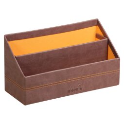 Rhodiarama porte-courrier simili cuir italien 25x10x14 cm - Chocolat