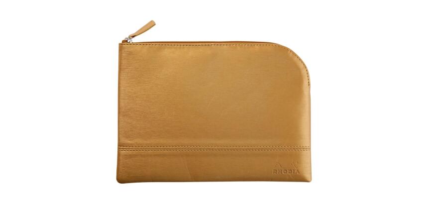 Rhodiarama pochette zippée en simili cuir - taille M (16x22 cm) - Or