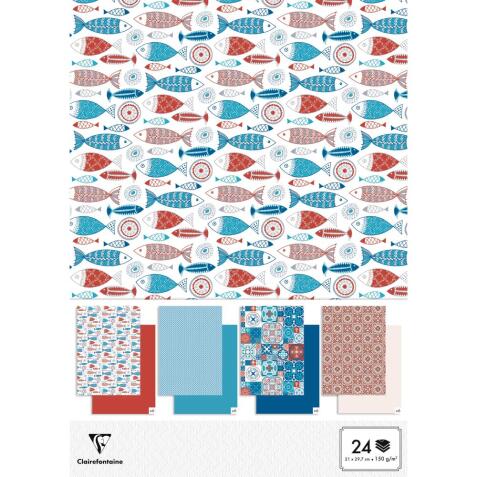 PAPIERS IMPRIMÉS, Ramette de 24 feuilles 150g/m2 au format 21x29,7cm - Céramique - Multicolore