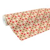 Kraft brut 70g, rl 50x0,70m Noël pois rouge blanc or