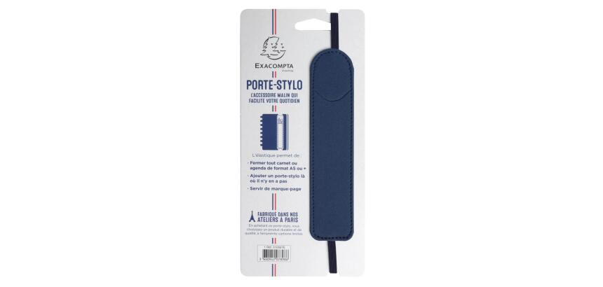 Porte-stylo Denim avec élastique - 3,5 x 15,5 cm - Bleu