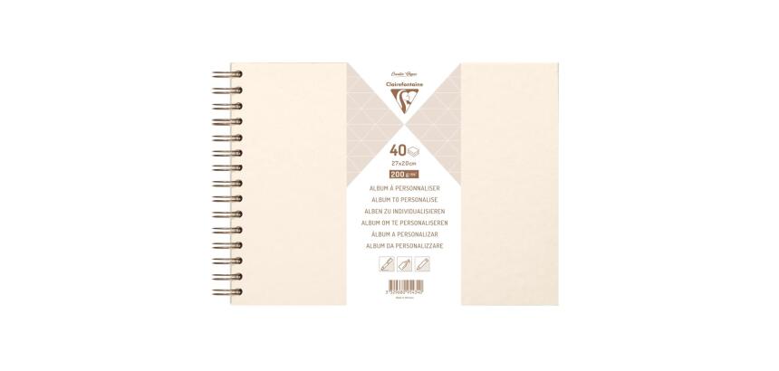 Album à personnaliser de 40 feuilles 200g/m2 au format 27x20cm - Ivoire irisé