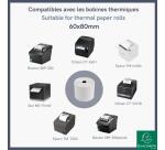 Bobinas Exacompta para ticketes de tarjetas de banco y terminal de pago 60x80x12x70 - 1 pliegue termico 55 grs