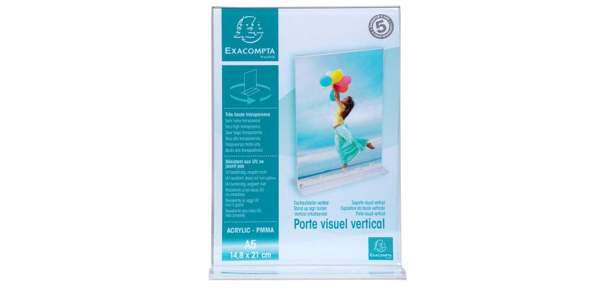 Porte-visuel droit vertical A5 - Cristal