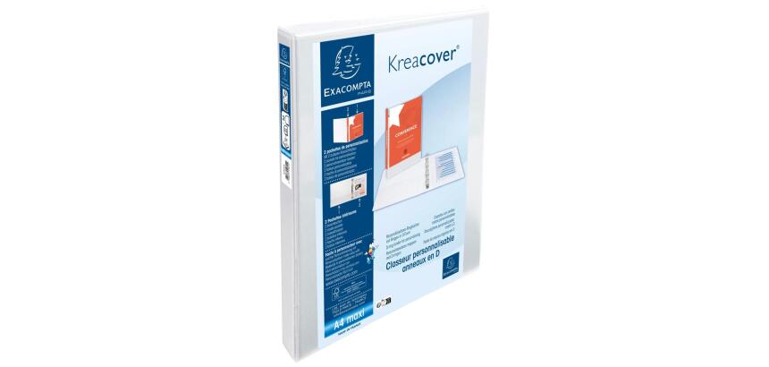 Carpetas con anillas - Kreacover ® 3 bolsillos A4 MAXI - 2 anillas D 20 mm - Blanco