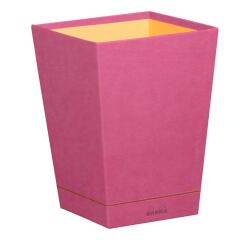 Rhodiarama corbeille à papier simili cuir italien 27x27x32 cm - Fuchsia
