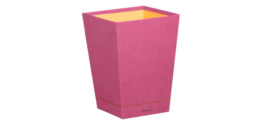 Rhodiarama corbeille à papier simili cuir italien 27x27x32 cm - Fuchsia