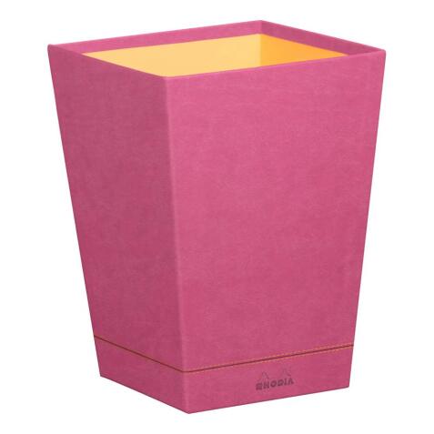Rhodiarama corbeille à papier simili cuir italien 27x27x32 cm - Fuchsia
