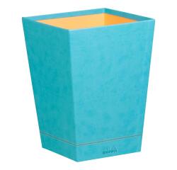 Rhodiarama corbeille à papier simili cuir italien 27x27x32 cm - Turquoise