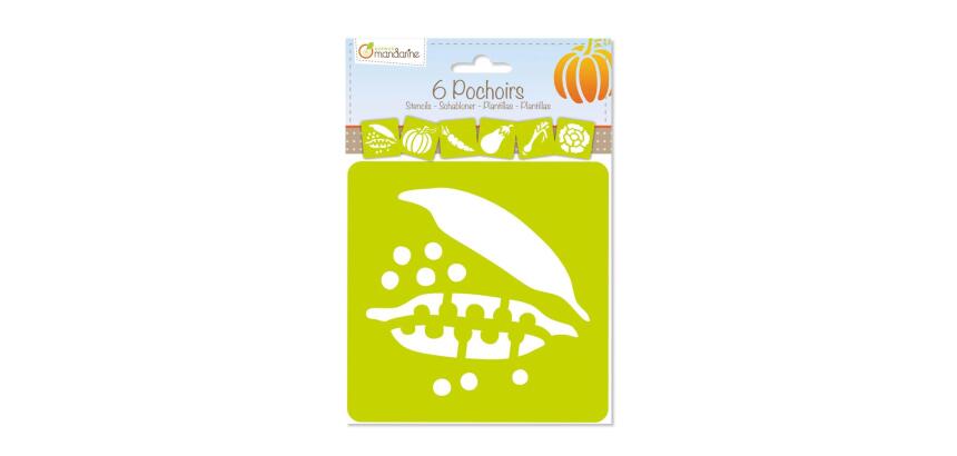 Set de 6 pochoirs enfants, Légumes - Vert