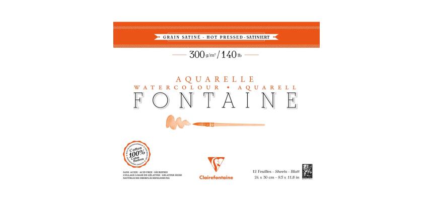 Fontaine bloc collé 1 côté 12F 24x30cm 300g grain satiné