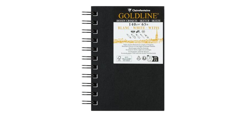 Goldline carnet spiralé 50F A6 140g portrait - Blanc