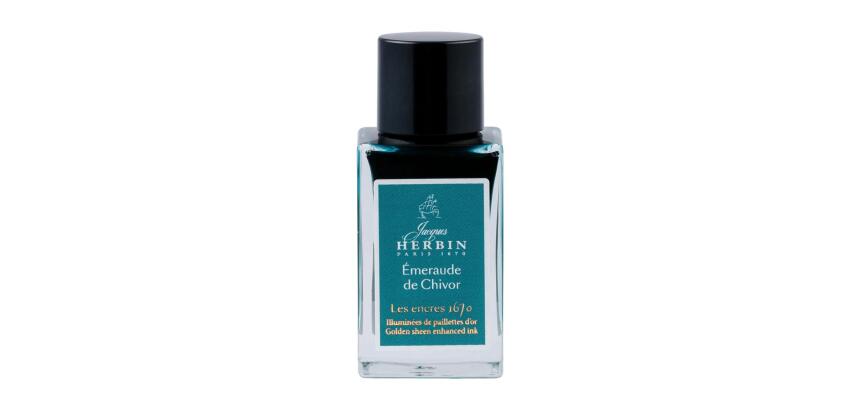 Encre 1670 à paillettes dorées 15ml - Vert emeraude