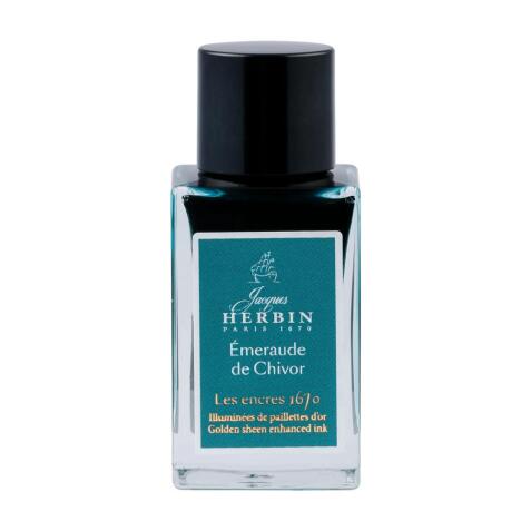 Encre 1670 à paillettes dorées 15ml - Vert turquoise