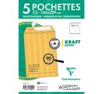 Paquet de 5 Pochettes Kraft Adour Brun C5-162x229mm - Auto-Adhésives - 90g/m2 - Brun