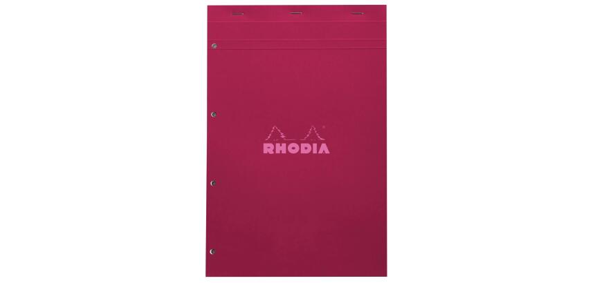 Rhodia gehefteter Block, COULEURS N°20 A4+/21x31,8 cm, 4-fach gelocht, 80 Blatt kariert 80g, mikroperforiert - Pflaume