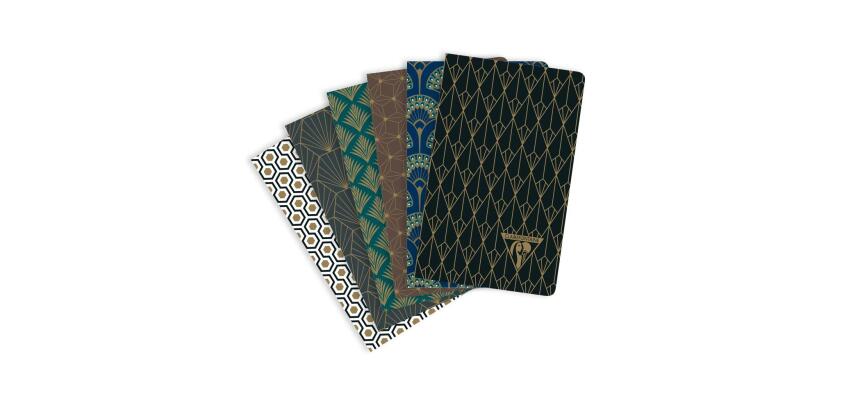 Neo Deco carnet piqûre textile 7,5x12cm 48 pages ligné motifs assortis papier ivoire 90g - Assortis