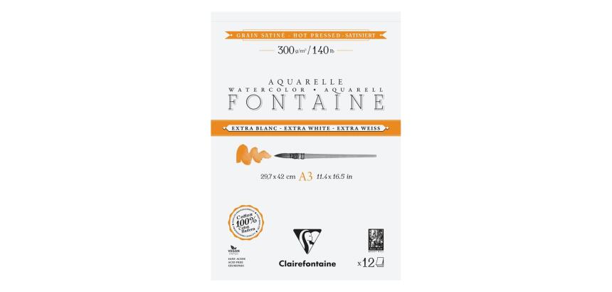Fontaine Extra Blanc Grain Satiné bloc collé 2 côtés 12F A3 300g