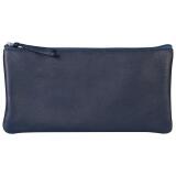 CUIR TEINTÉ Trousse plate 22x11 cm Bleu foncé