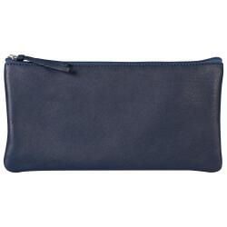 CUIR TEINTÉ Trousse plate 22x11 cm Bleu foncé
