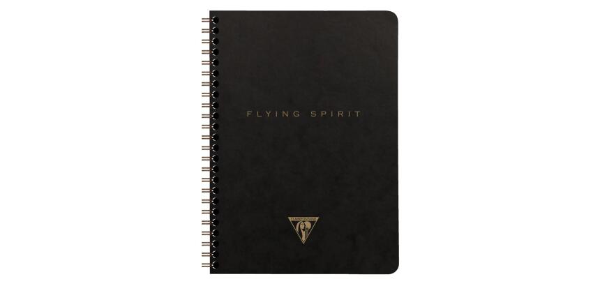 Carnet reliure intégrale à pochettes Flying Spirit Black A5 120 pages détachables ligné motifs assortis papier ivoire 90g - Noir