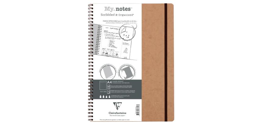 My.Notes Age Bag cahier reliure intégrale à marges détachables A4 120 pages détachables DOT + cadre en-tête - Tabac